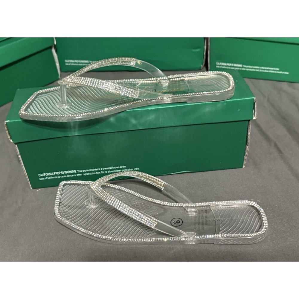 Lauren Lorraine Tampa Cleat Rhinestone Flip Flops Jelly Thong Sandals Size 8
